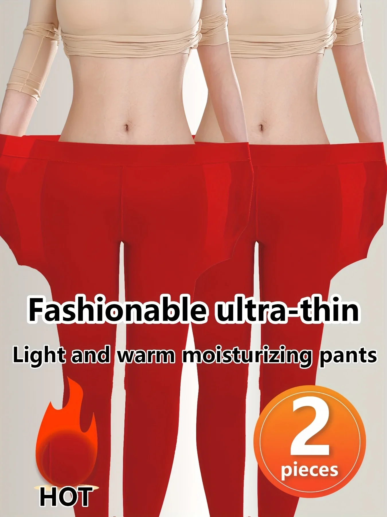 2-piece Women\'s High Waist Seamless Tight Pants Set - Ultra Thin Warm Knitted Jegging, Nylon and Stretch Fiber Mix, Solid Color