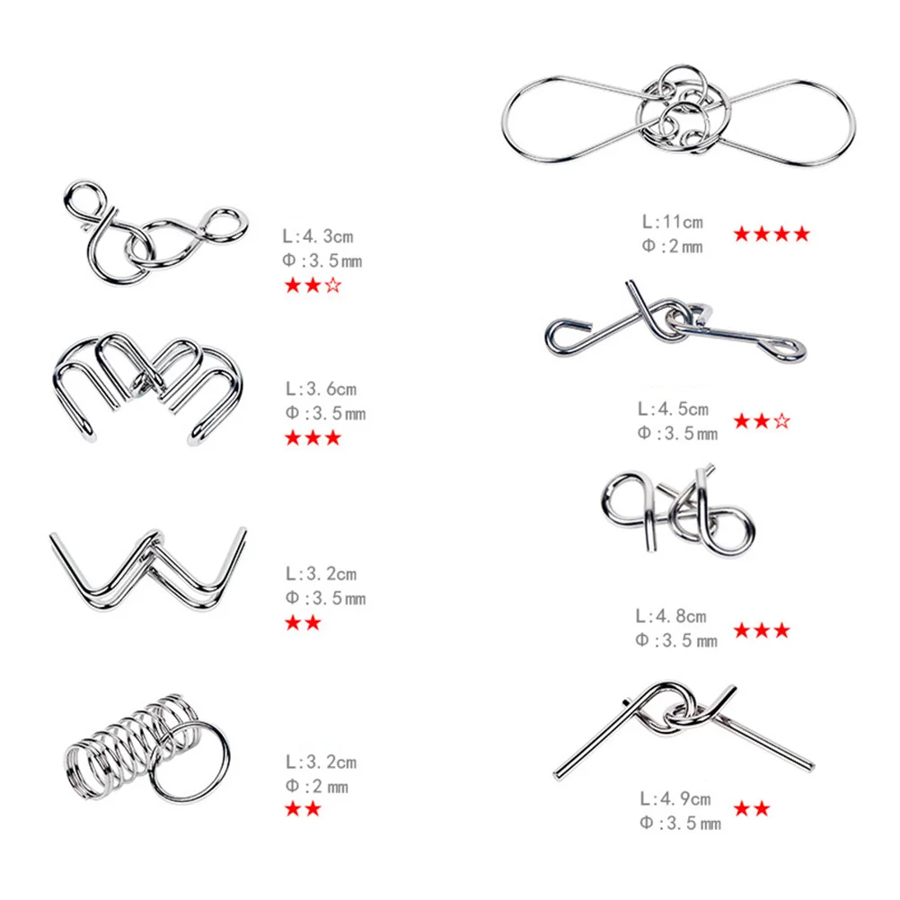링 퍼즐 지능 퍼즐, 마음 티저 게임, 두뇌 와이어 티저 버클 세트, 16 개