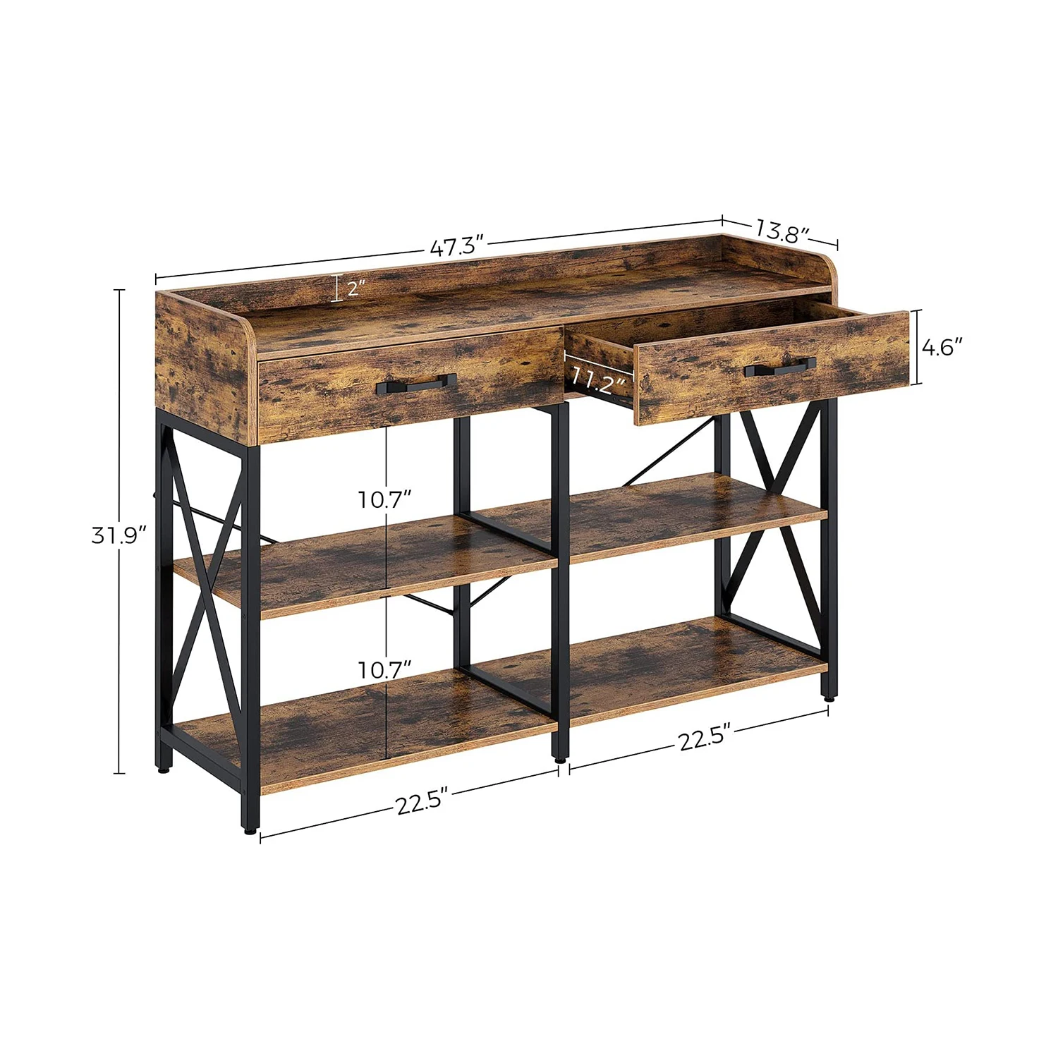 

Консольный столик в стиле фермерского дома, придиванный столик, тумба с металлическим каркасом, подходит для офисных прихожих и хранения специй.