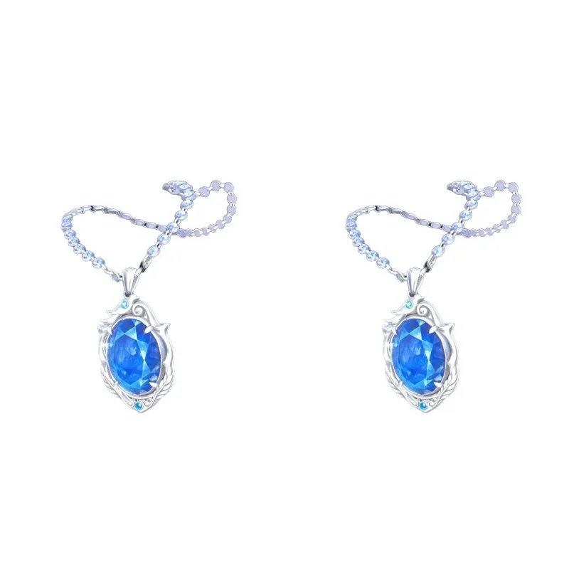 Personality Peripheral Identity ⅤBlue Necklace Cosplay Clothing Collar Fashionable Bone Women's Niche Chain Jewelry Accessories