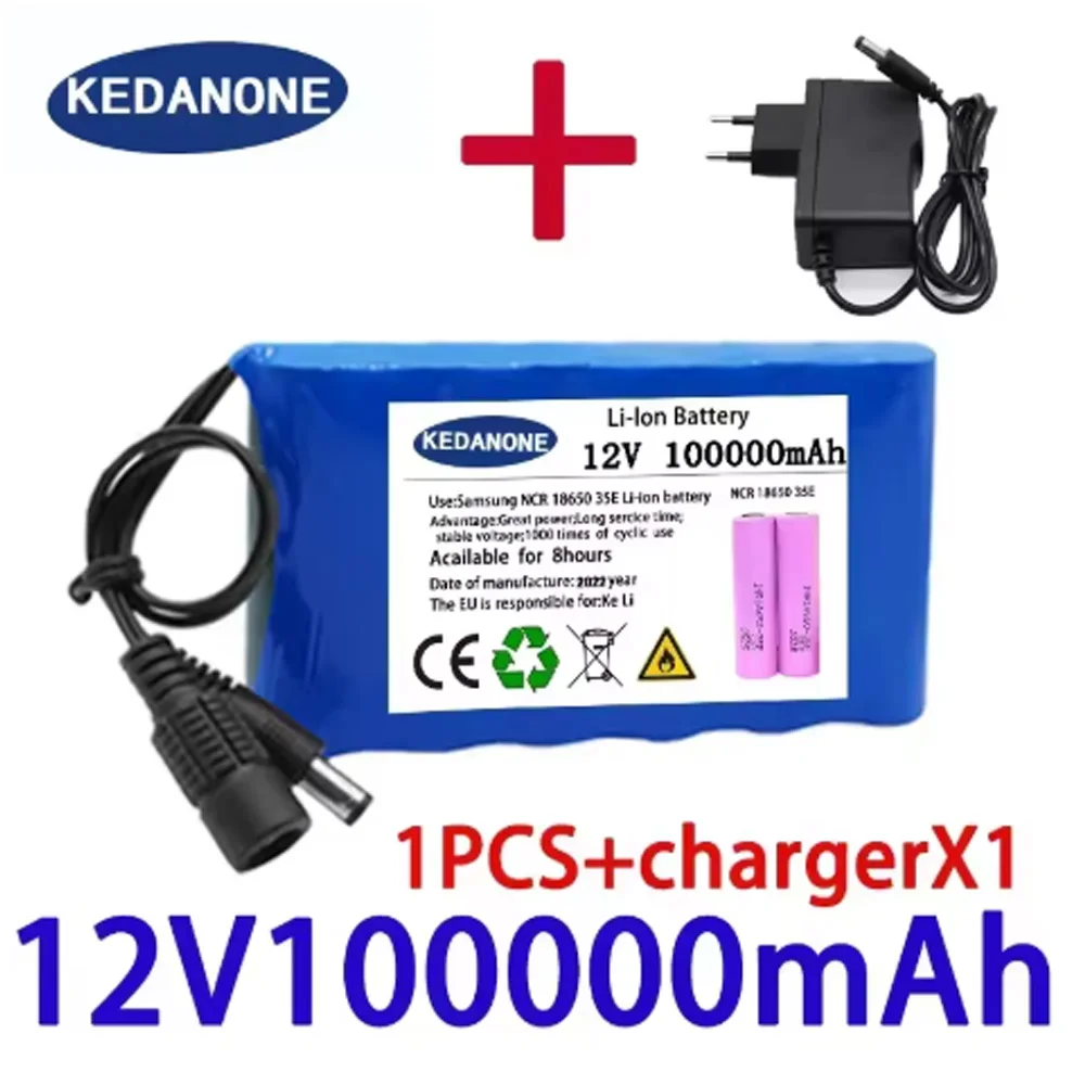 New portable Super 12V 100000mah battery Rechargeable lithium-ion battery pack capacity DC 12.6v 30Ah CCTV camera monitor