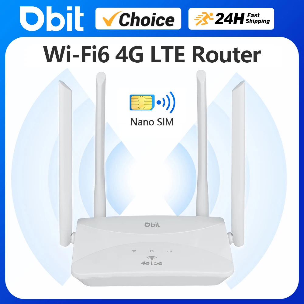 DBIT Wi-Fi6 4G Lte Router 300Mbps Wireless Router 4G WiFi Modem Compatible Non Contract 5G SIM Card Hotspot Signal Extender
