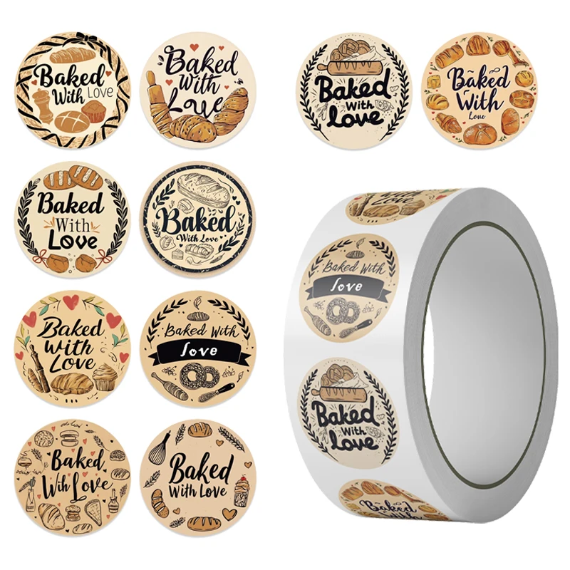 500PCS Elegant Vintage Bakery Seals Stickers Exquisite Bread Cake Dessert Decals for Gift Wrapping Greeting Card Decor