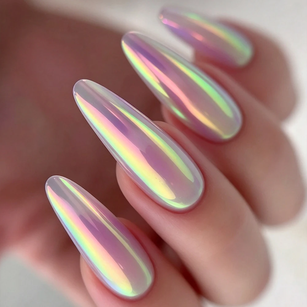 1Jar Japanese Air Cushion Silk Moonlight Aurora Nail Powder Holographic Laser Chrome Rubbing Dust Iridescent Mirror Nail Pigment