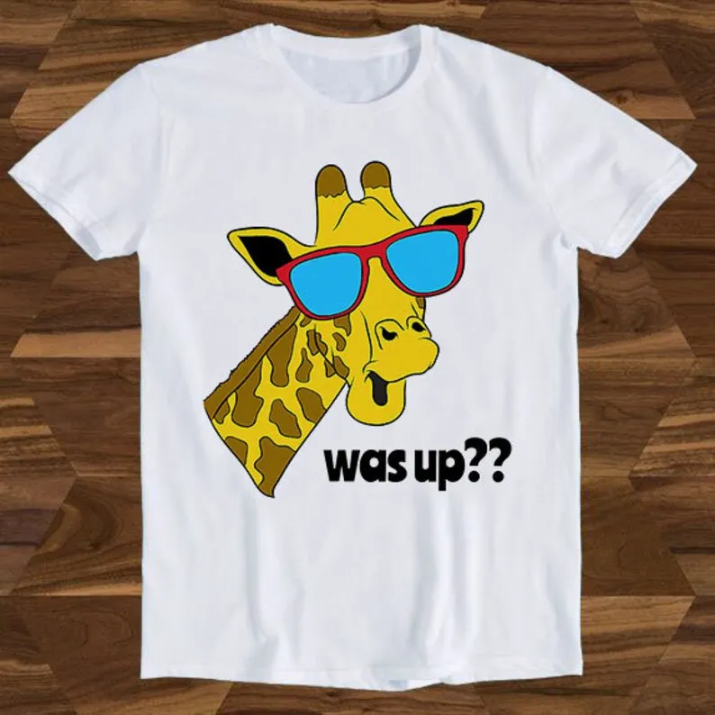 

Giraffe Animal Zoo Cute Animal Was Up Weird Meme Unusual Style Funny Gift Tee T-Shirt T710