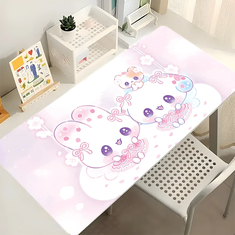 Gaming Mouse Pad HD Computer Office Game Cute Mousepad Rubber Anti-slip Long Keyboard Pad Strawberry Blueberry Rabbit Desk Mats