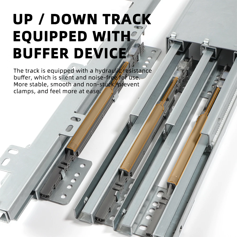 

Heavy Duty Sliding Rail Wardrobe Damping Buffer Kit Upper/Lower Track Hardware Silent Push-Pull Cabinet Guide Rails