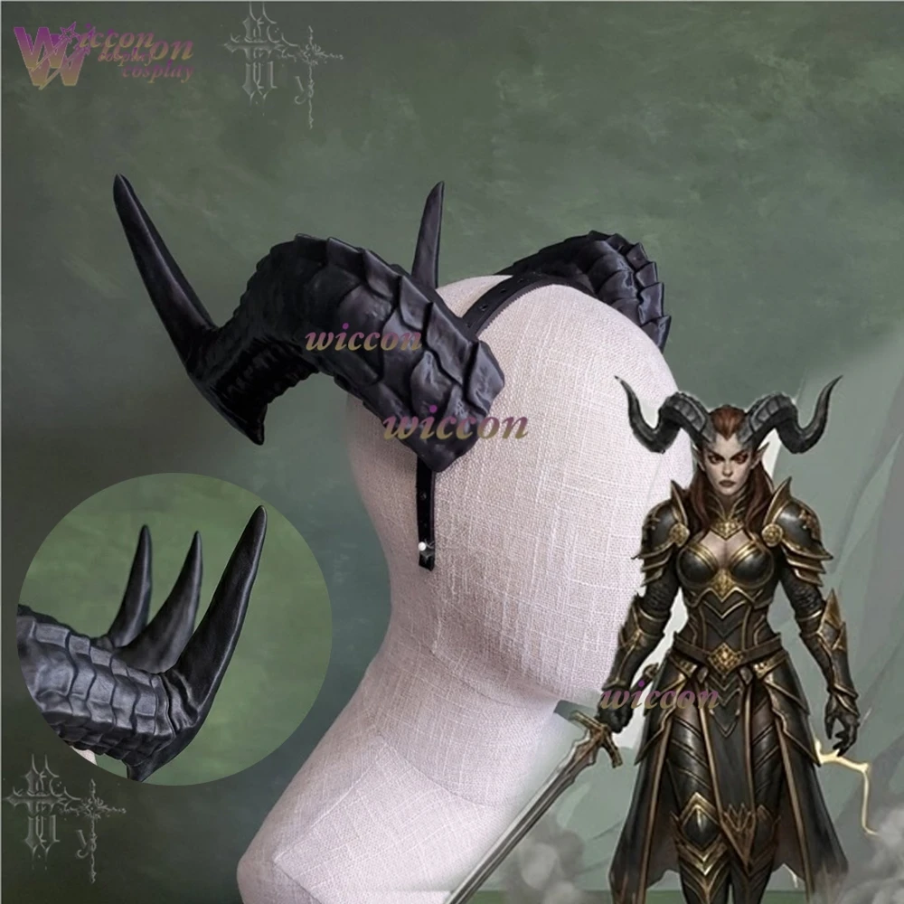 

Textured Black Dragon Demon Horn Headwear Gothic Fantasy Beast Cosplay Accessory For Medieval Halloween Anime Party