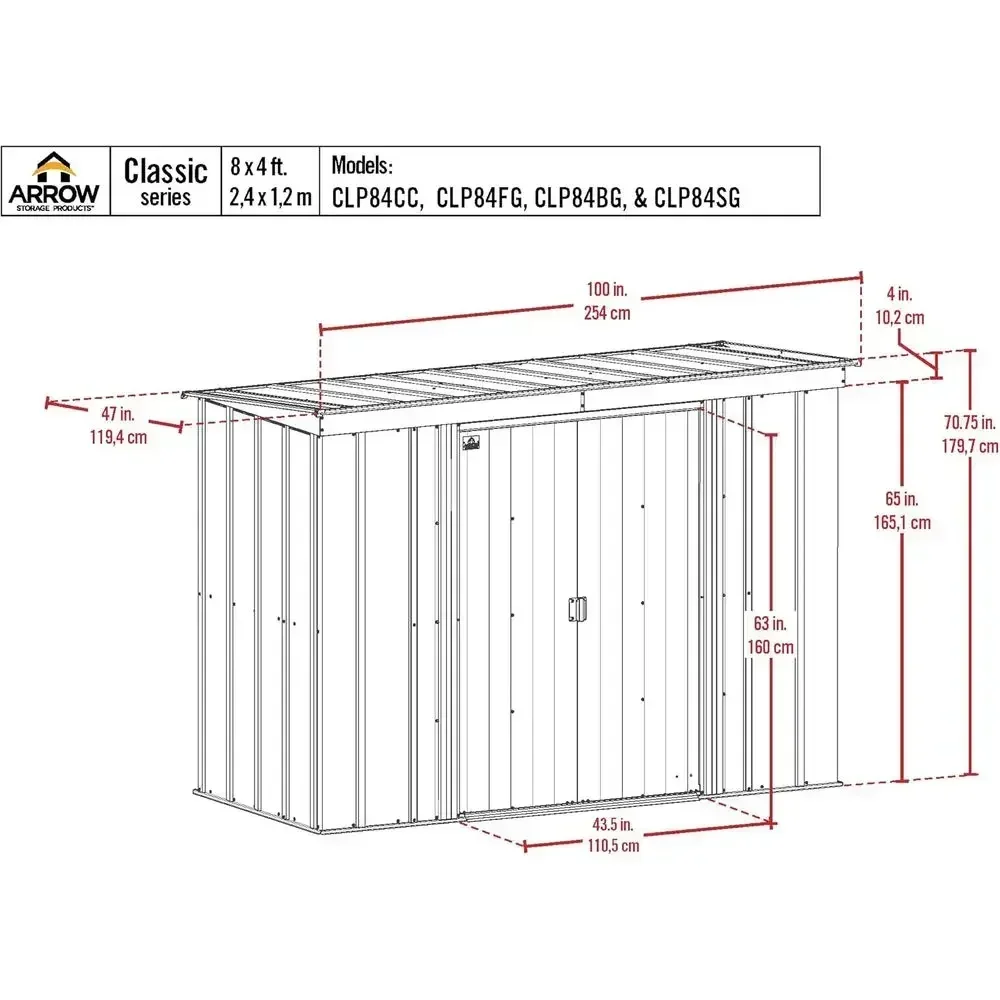 8x4 Sage Green Metal Storage Shed