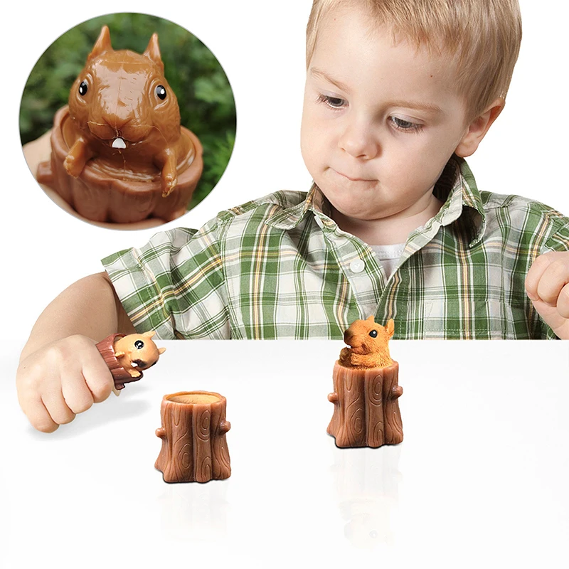 Squeeze Squirrel Cup Tree Stumps Rubber Children'S Toy Gifts