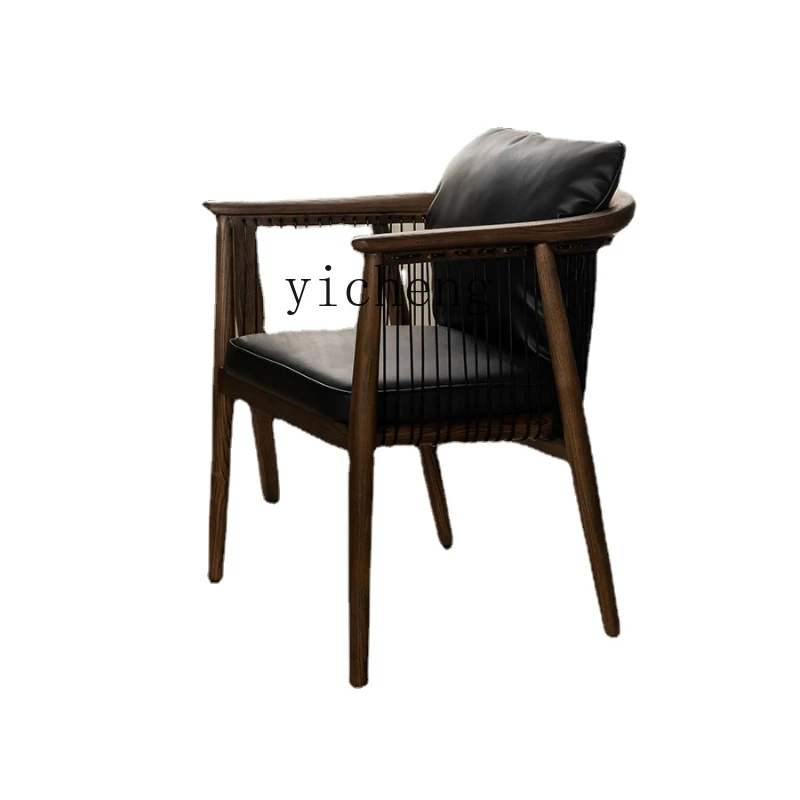 

Zk Antique Solid Wood Tea Chair Walnut Light Luxury Wooden Chair Dining Chair with Backrest