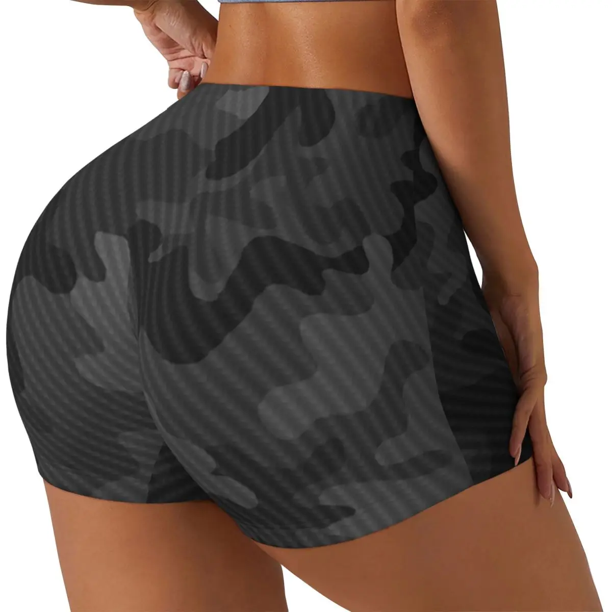 Custom Carbon Camouflage Design Workout Shorts for Women Army Military Camouflage Gym Volleyball Biker Yoga Shorts
