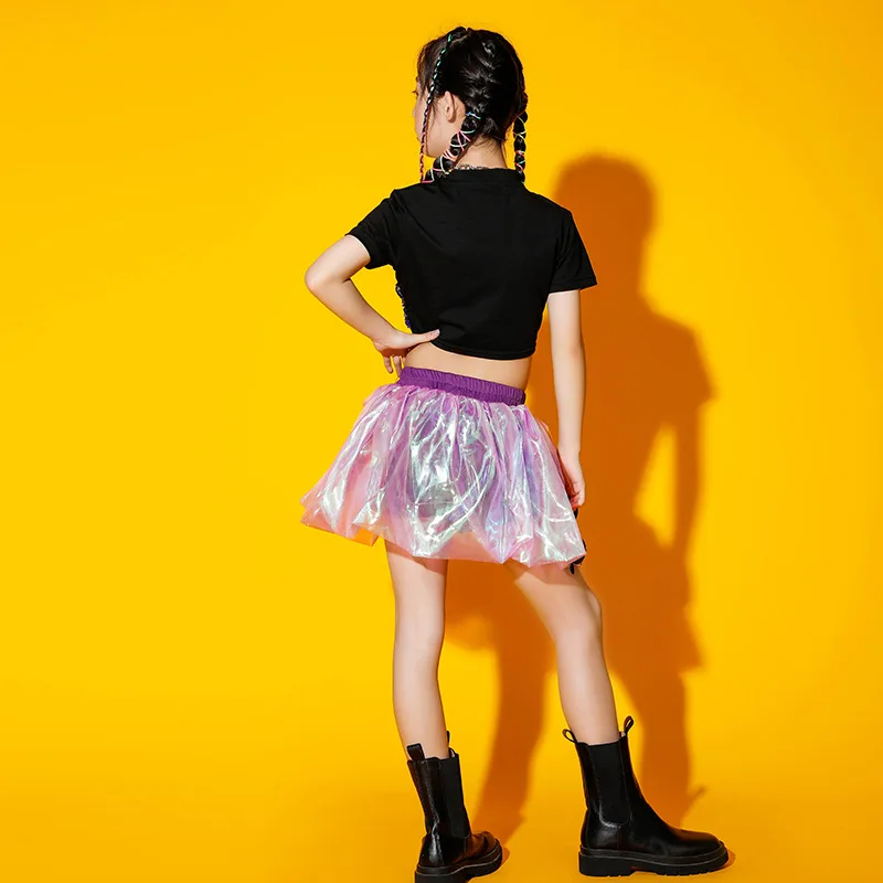 Fille Jazz danse jupe été enfants Hip Hop spectacle pom-pom girl Performance jupe Jazz danse jupe Performance de la mode