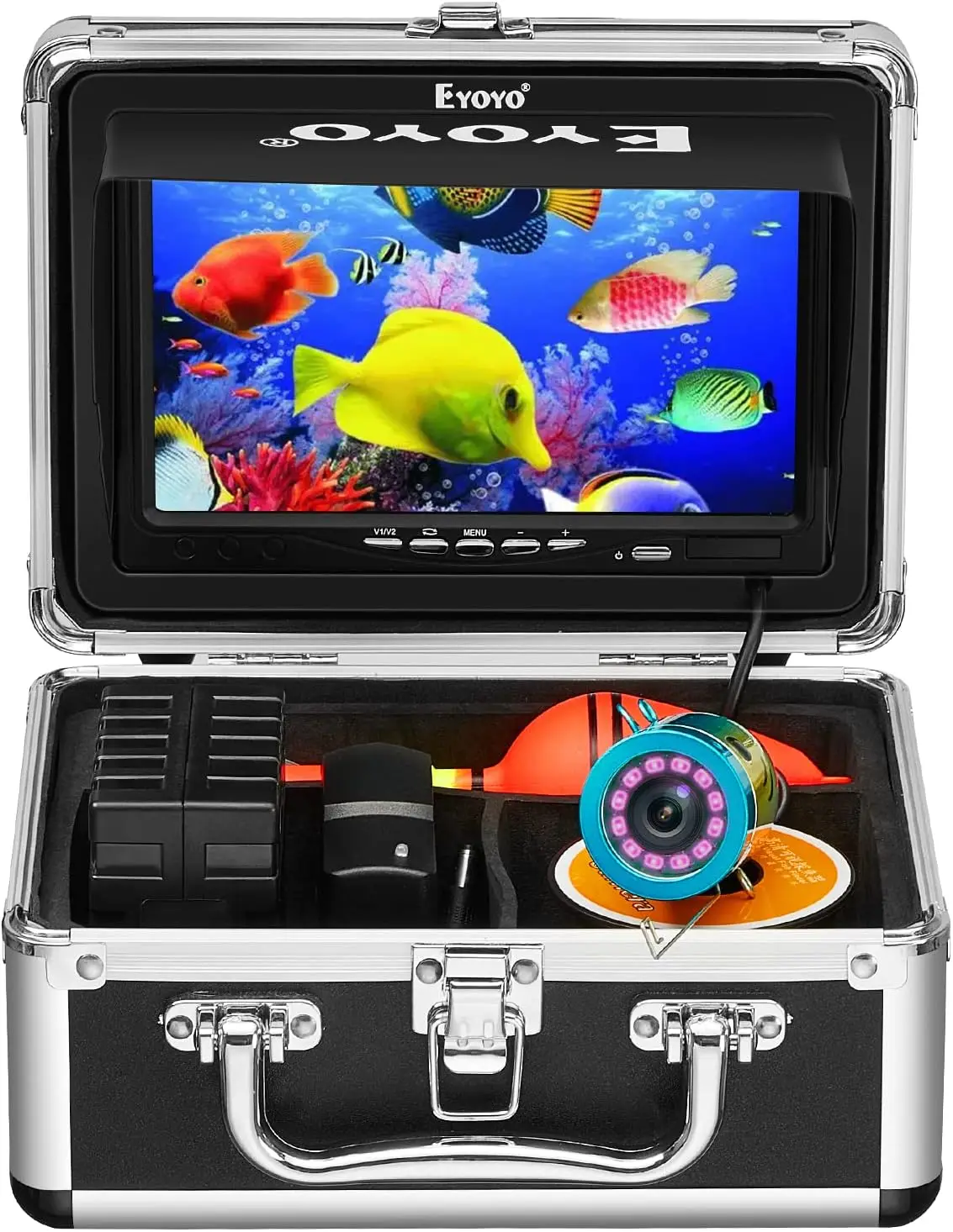 

Underwater Fishing Camera 7 inch LCD Monitor Fish Finder Waterproof 1000TVL Fishing Camera 12pcs Infrared Lights for Lake,