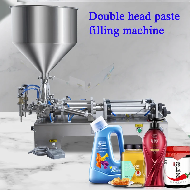 

Полуавтоматическая двуглавая горизонтальная винтовая поршень, высоковязкая паста, наполнитель для бутылок, машина для наполнения томатного соуса чили