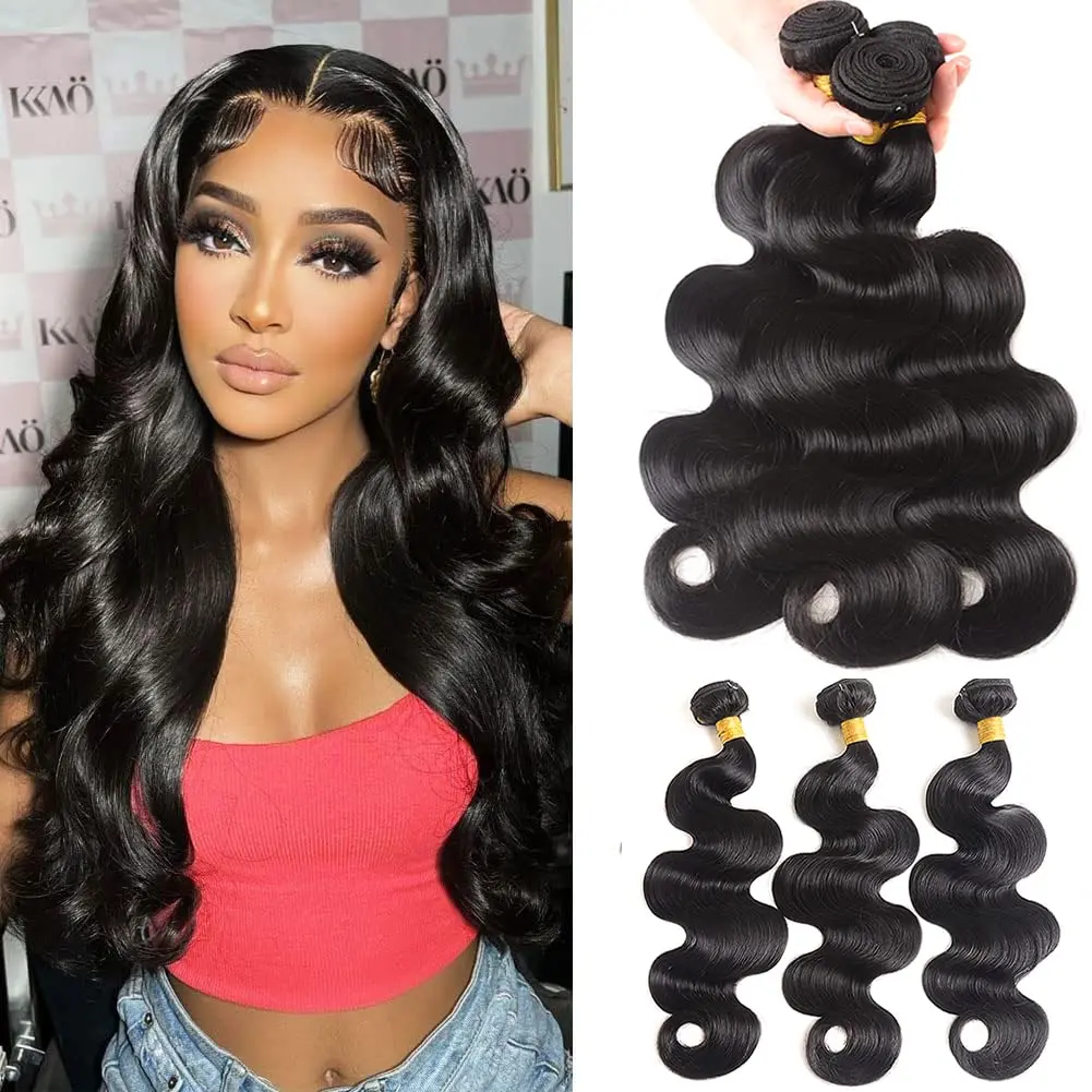 Body Wave Bundles Human Hair Bundle 100% Unprocessed 30 32 Inch Virgin 1 3 4 Bundle Brazilian Nature Body Weave Hair Extensions