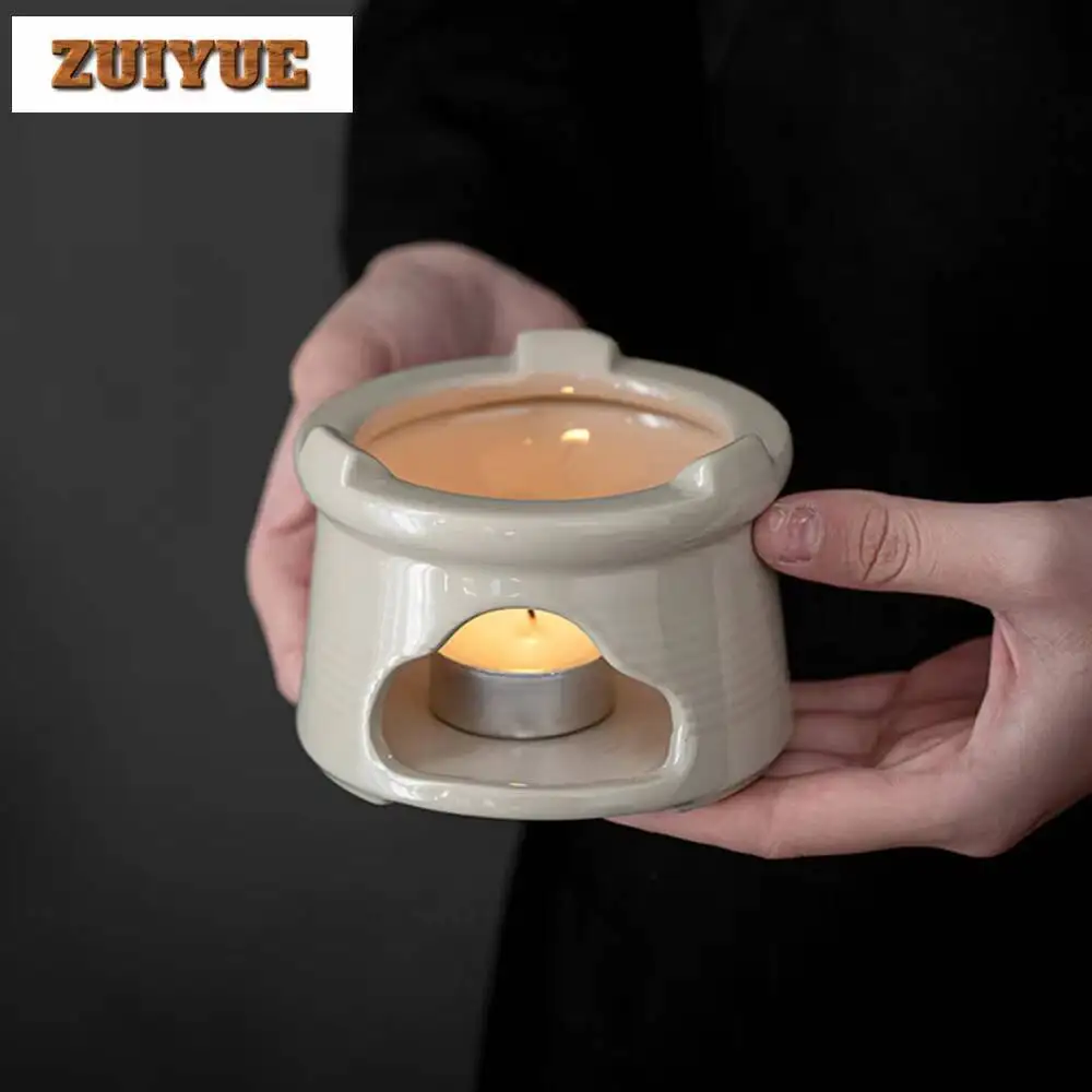 Retro Plant Ash Ceramic Warmer Tea Stove Candle Heating Furnace Boiling Warm Drink Wine Boiler Maker Tool Kung Fu Teaware