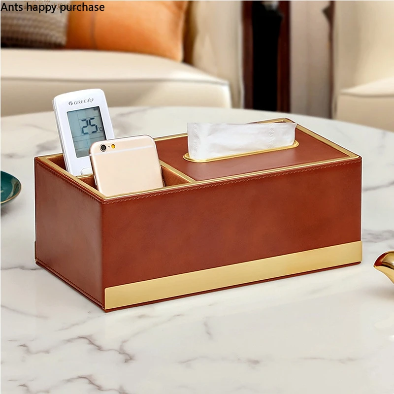 

Metal Leather Tissue Box Multifunction Remote Control Storage Box Napkin Boxes Home Tissue Organizer Napkin Holder Paper Boxes