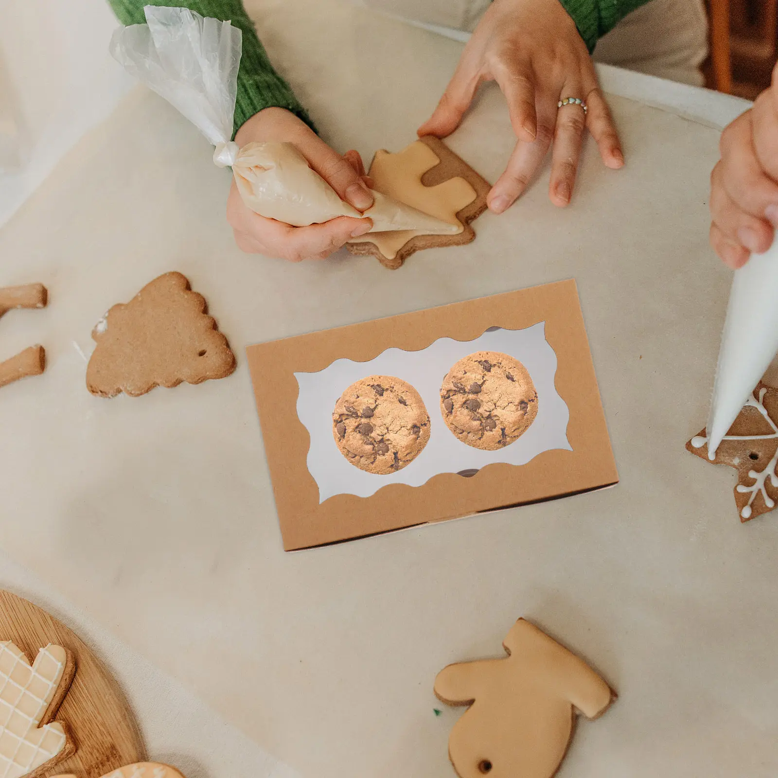 Baked Snack Cake Boxes Window Candy Decorative Cookie Container Square Food Pastry Box Treats Baking Supplies Packaging Box