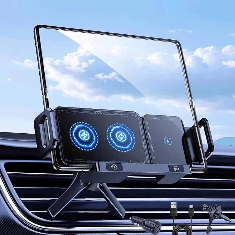 

Автомобильное беспроводное зарядное устройство, держатель для Samsung Galaxy Z Fold 7, 6, 5, 4, 3, 2, держатель для телефона с быстрой зарядкой для iPhone 17 16 15