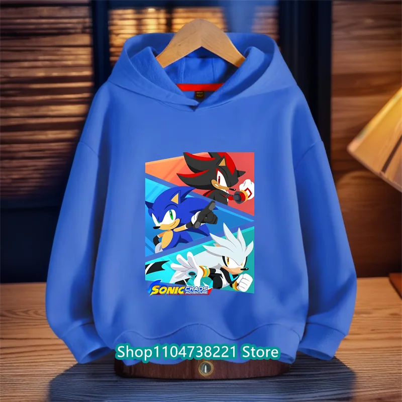 2025 caliente primavera otoño niños dibujos animados Anime Sonic Sudadera con capucha para niños sudadera coreana niños niñas lindos ropa suave de manga larga