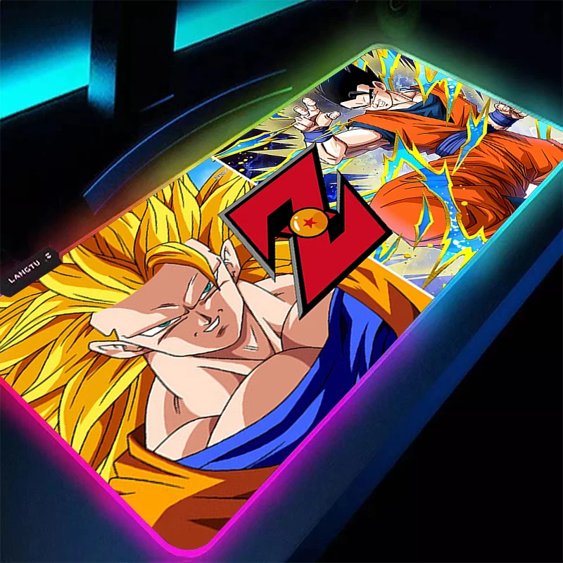 

Dragon Ball Z LED Gaming Mouse Pad DBZ 90x40cm Larger Computer RGB Mousepad Desk Mat Carpet Keyboard Gamer Accessories Backlight