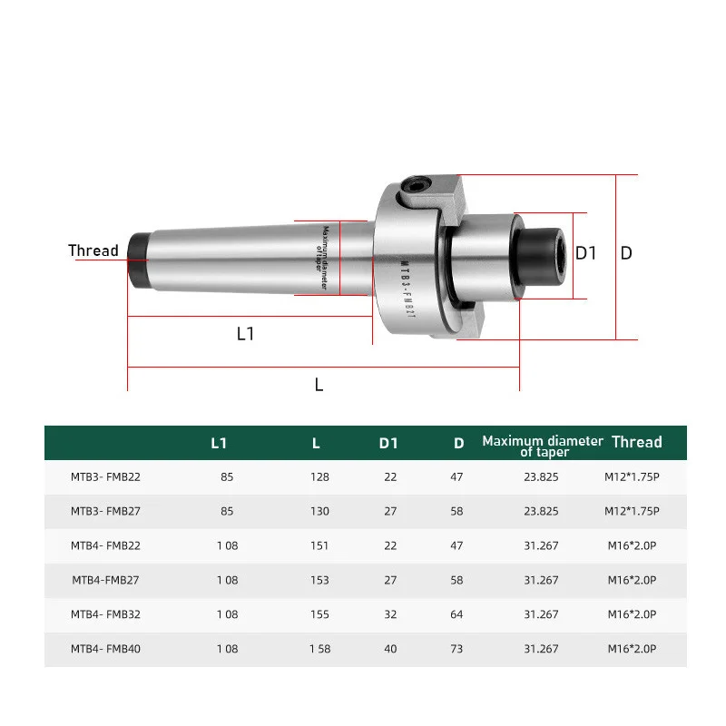 OUIO MT2 MT3 MT4 FMB22 FMB27 FMB32 FMB40 Morse FMB Face Milling Machine Tool Holder Cnc Hanger Tool BAP 300R 400R 50mm 63mm