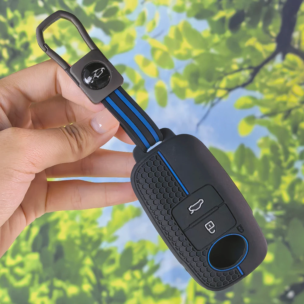 Ergonomic Silicone Flip Key Shell With Keychain, Anti-slip Cover For Toyota Raize Daihatsu Rocky Foldable Remote Key Accessories