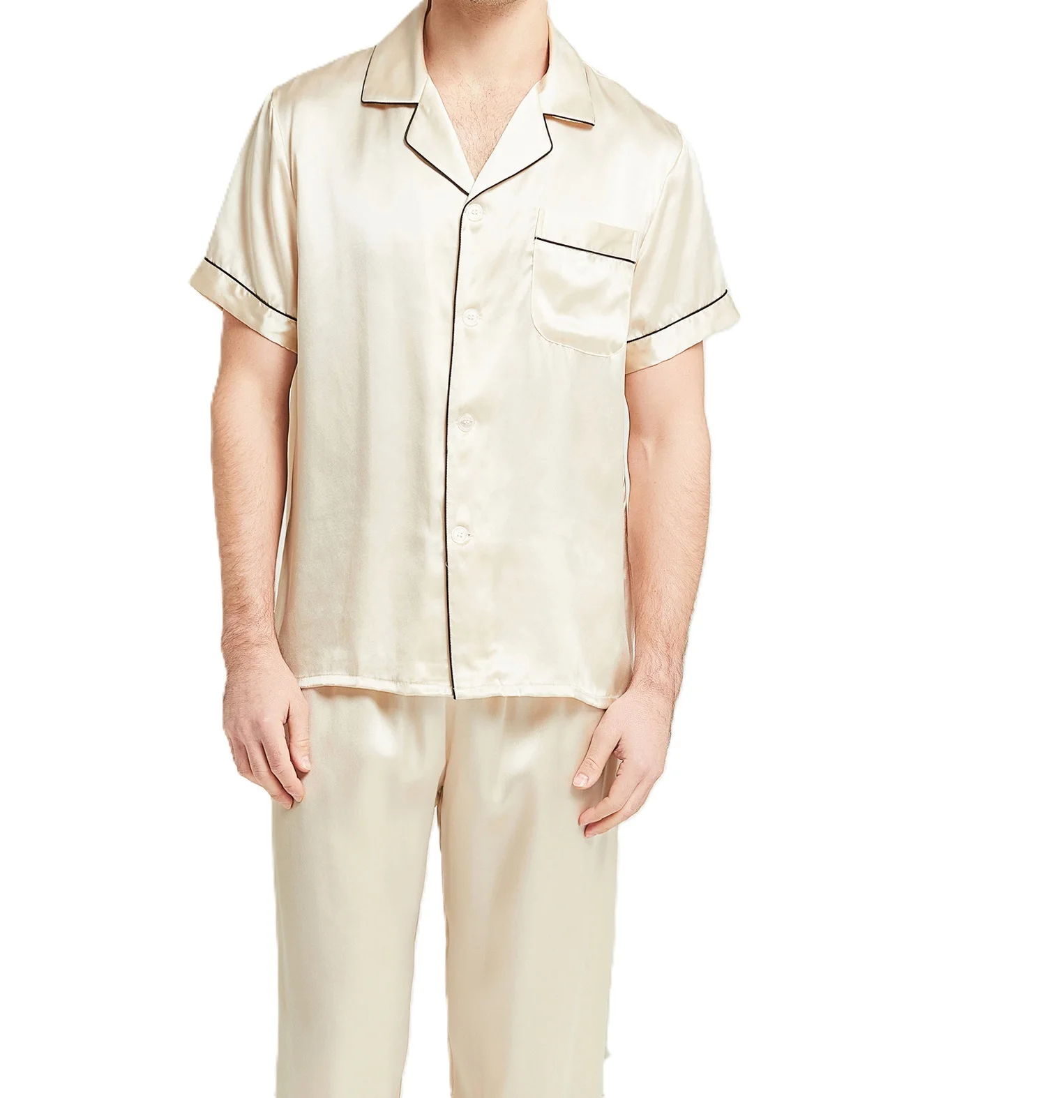 

100% Silk 19mm Blue Home Silk Pajamas Men's Silk Pajamas Sleepwear for Men