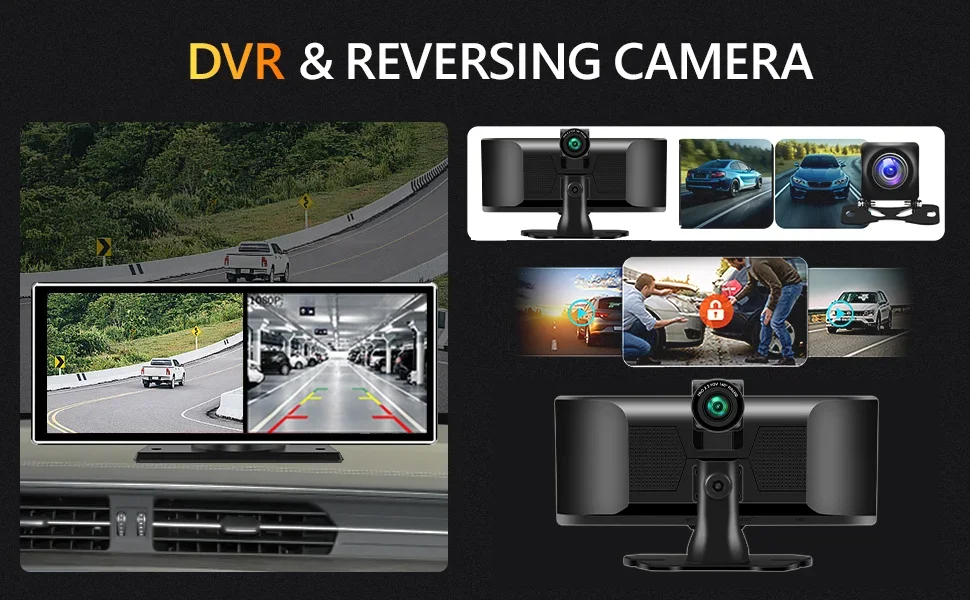 Srnubi 10,26/11,26" Auto Carplay Android Auto DVR 4K Kamera Android Auto Dashcam Fahrvideo-Rekorder GPS-Navigation Armaturenbrett – Detail 3