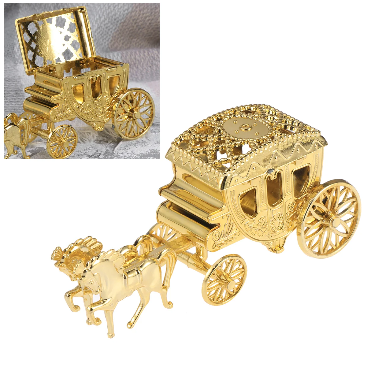 Cajas de recuerdo de carro de boda, Cajas de Regalo de Chocolate, regalos de favores de boda para Eventos de noche y fiestas (dorado)