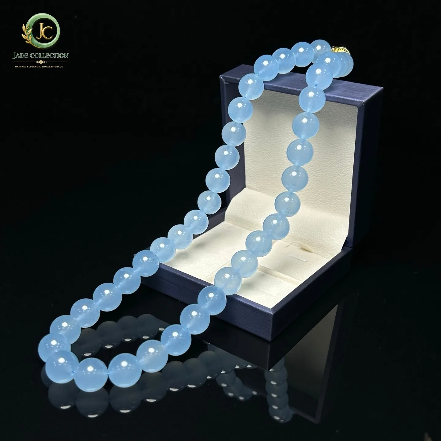 Real Natural Ice Blue Myanmar Beads Jade jadeite Necklaces Pendants 14MM