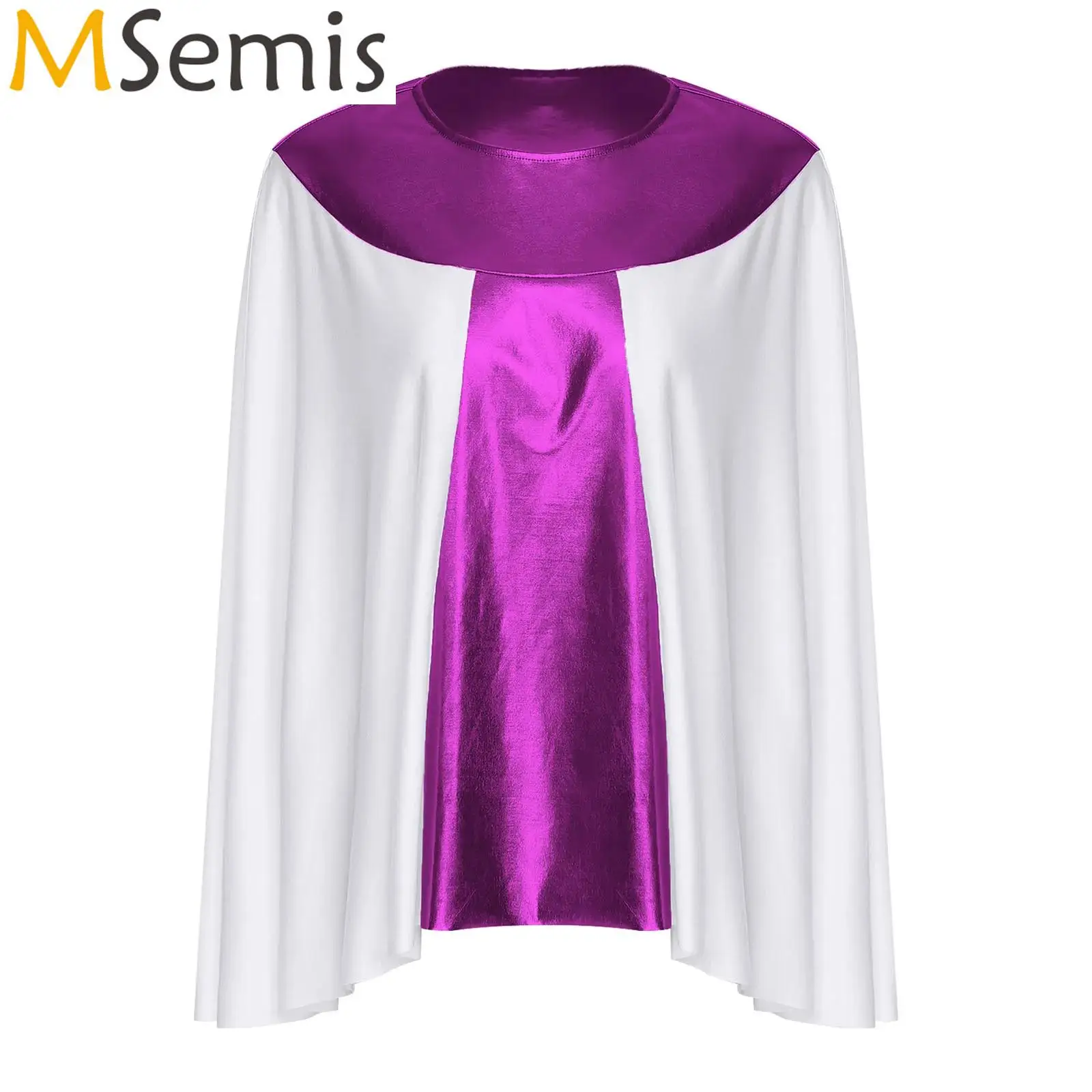 

Womens Church Choir Performance Costume Liturgical Worship Dance Cape Metallic Shiny Cloak Overlay Praise Dance Top Dancewear