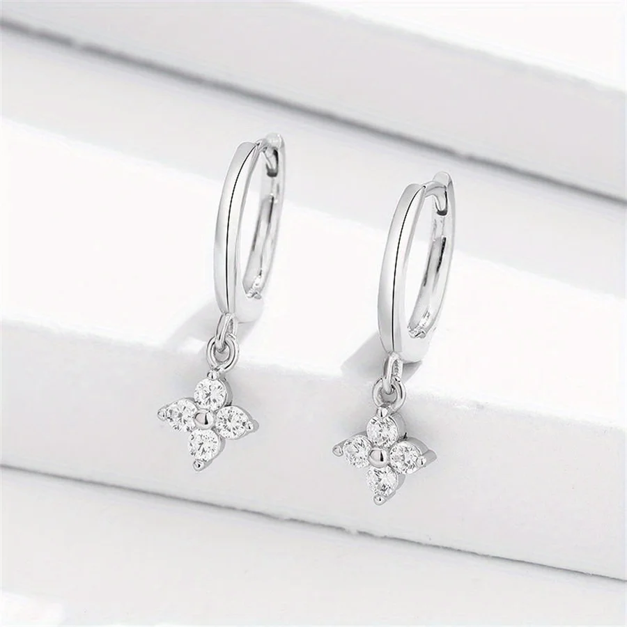 925 Silver Plated Korean Design Frosting Square Hoop Earrings for Women Girls Elegant Party Punk Jewelry Gift e2252