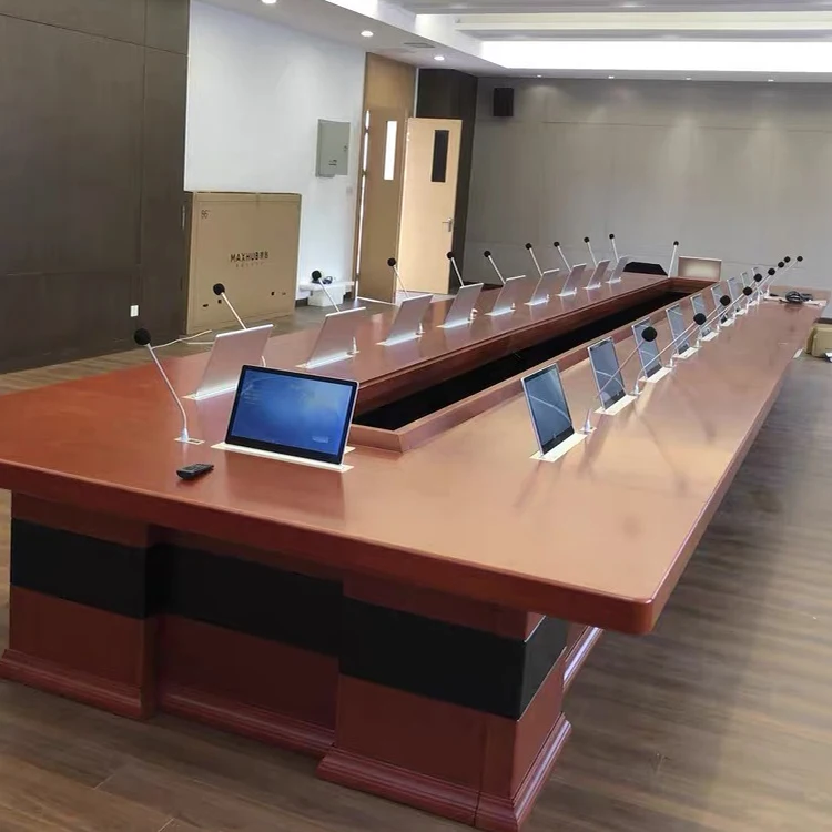 Retractable Monitor Lift Pop-Up TV Room Desktop Computer System with LCD Paperless Conference System
