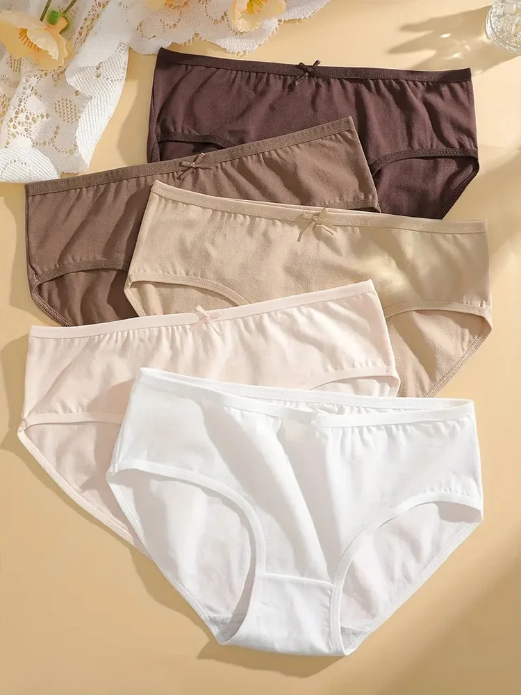 

Women's Cotton Seamless Briefs Women Maillard Mocha Plus Size Panties Solid Color Breathable Underwear Female Lingerie XS-XXL