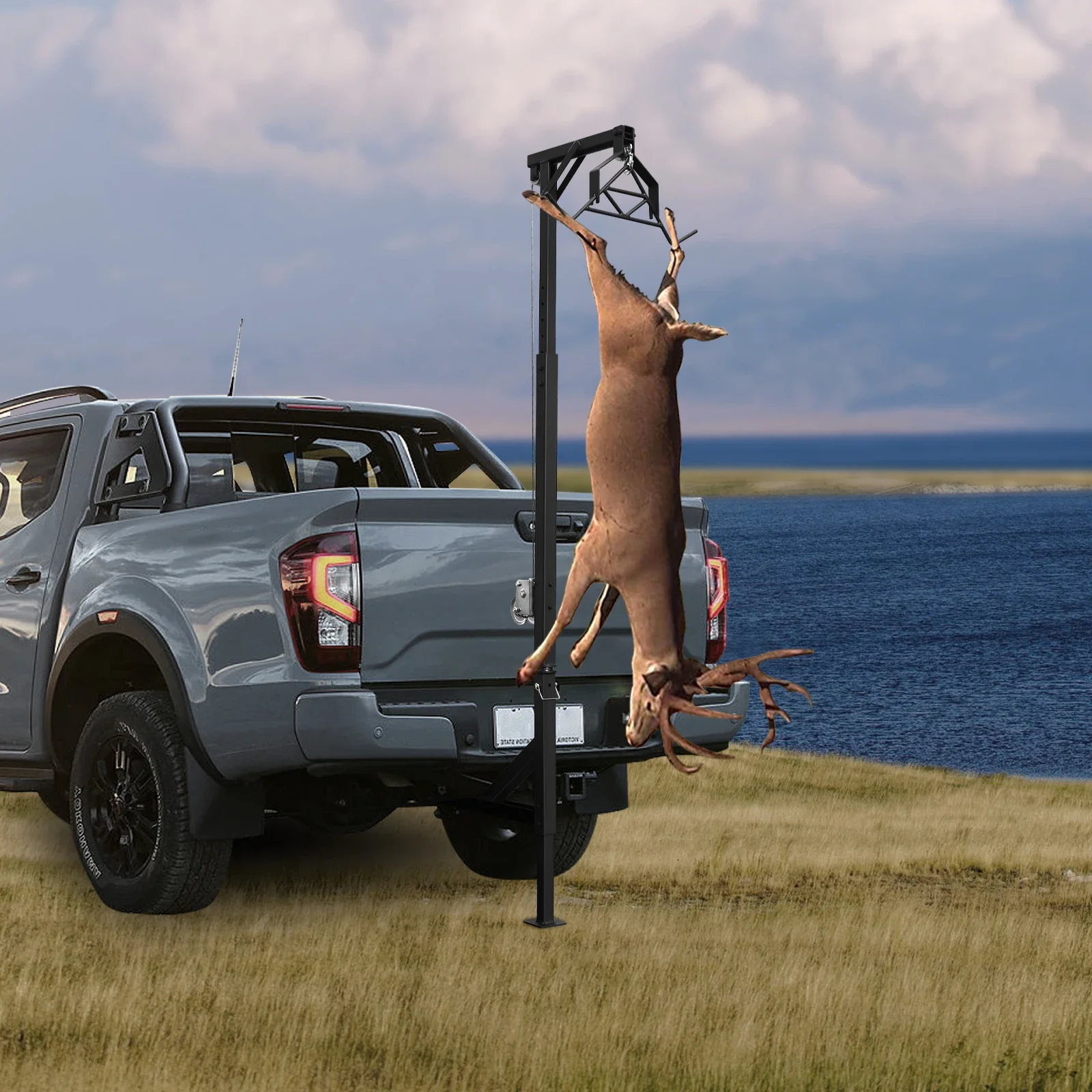 NOUVEAU palan d'attelage de camion, capacité pliable de 600 lb, grue pivotante à 360 ° et ascenseur pour les activités de chasse en plein air, générateurs de levage, tondeuses