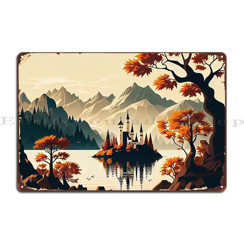 Castle On The Alpine Lake Metal Plaque Poster Party Design Pub Customized Funny Party Tin Sign Poster
