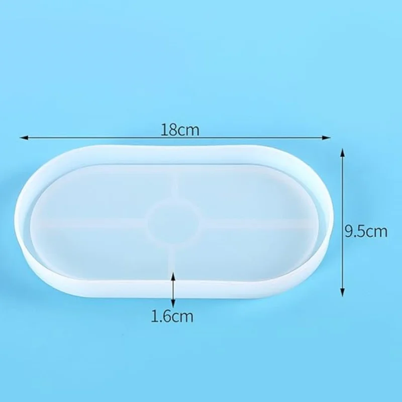 DIY Crystal Drop Adhesive Epoxy Resin Elliptical Thick Plate Disc Silicone Mold