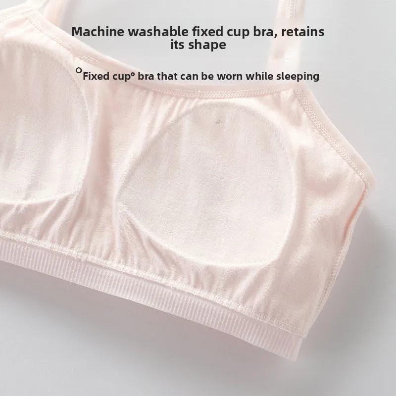 New Cotton Fixed Cup Bra for Girls Aged 10-18, Camisole Style, Bandeau, Big Kids and Children’s Vest Sports Bra, Kids’ Underwear