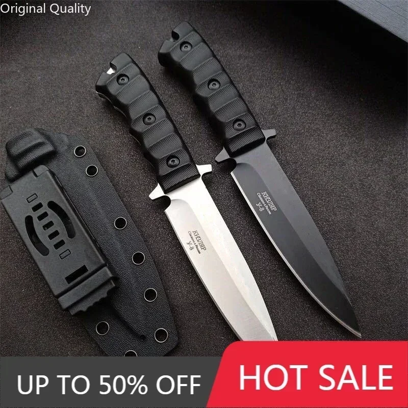 Russian Black Phoenix Tactical Knifer DC53 Sanded And Black Titanium Blade Nylon Fiberglass Handle Survival Knife With Sheath