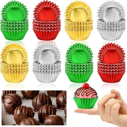 400pcs Mini Foil Cupcake Liners Golden Red Green Silver Cupcake Cups Metallic Mini Muffin   for Holiday Party Candy Chocolate