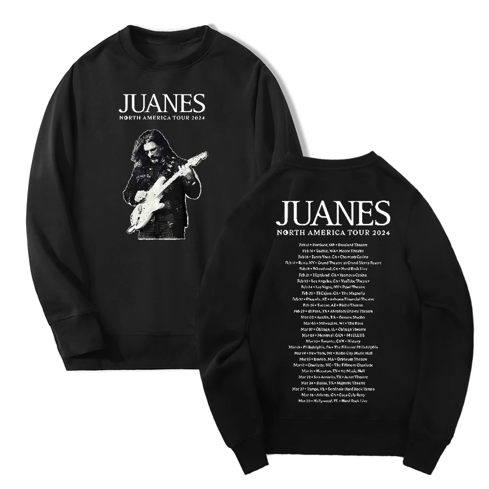 Juanes 남녀공용 크루넥 긴팔 스트리트웨어, 맨투맨 힙합 의류, 북아메리카 투어 2024 Merch