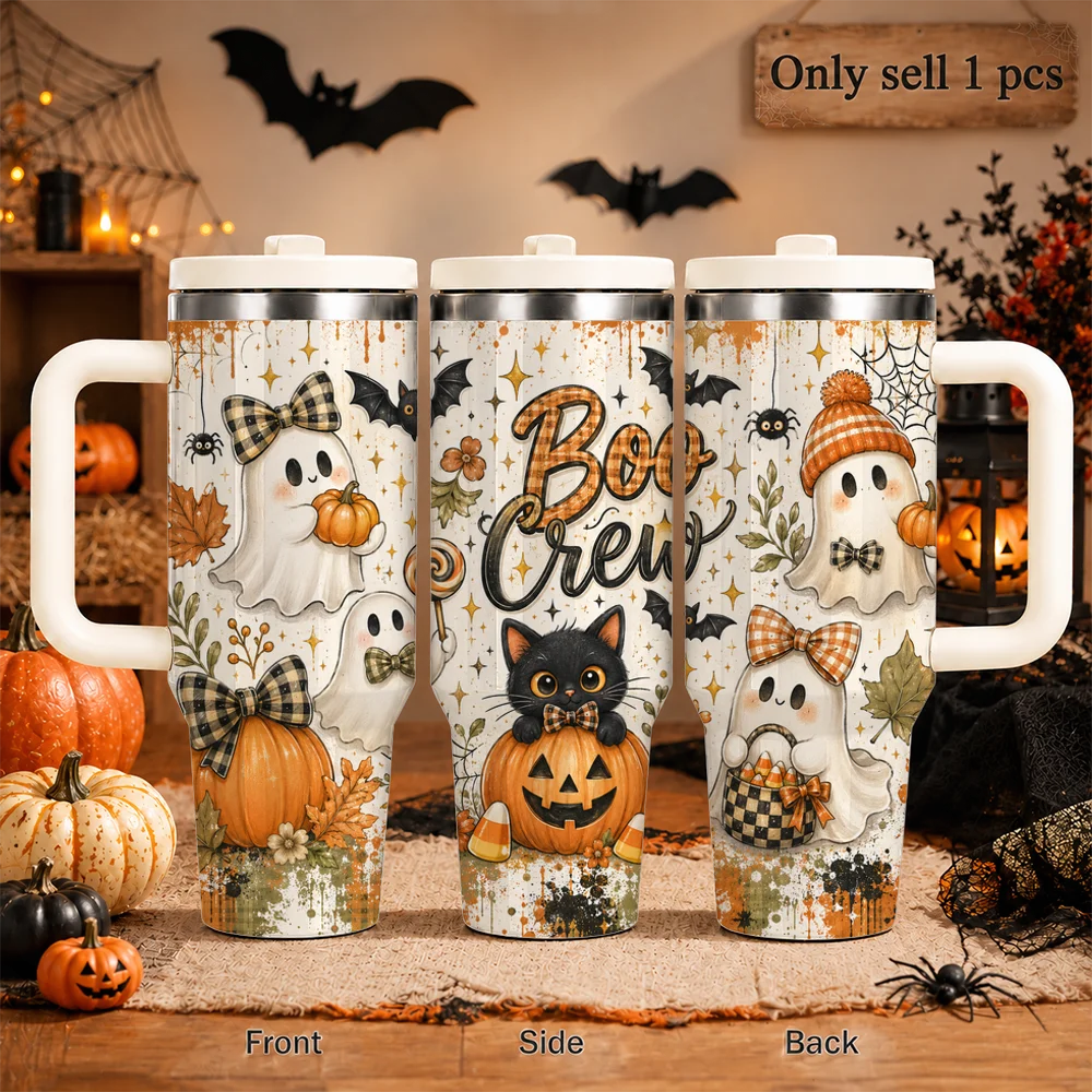 Haunt Honey Halloween Vacuum Flasks 40oz Large Capacity Stainless Steel Tumbler with Handle Straw Lid Insulated Mug Cup