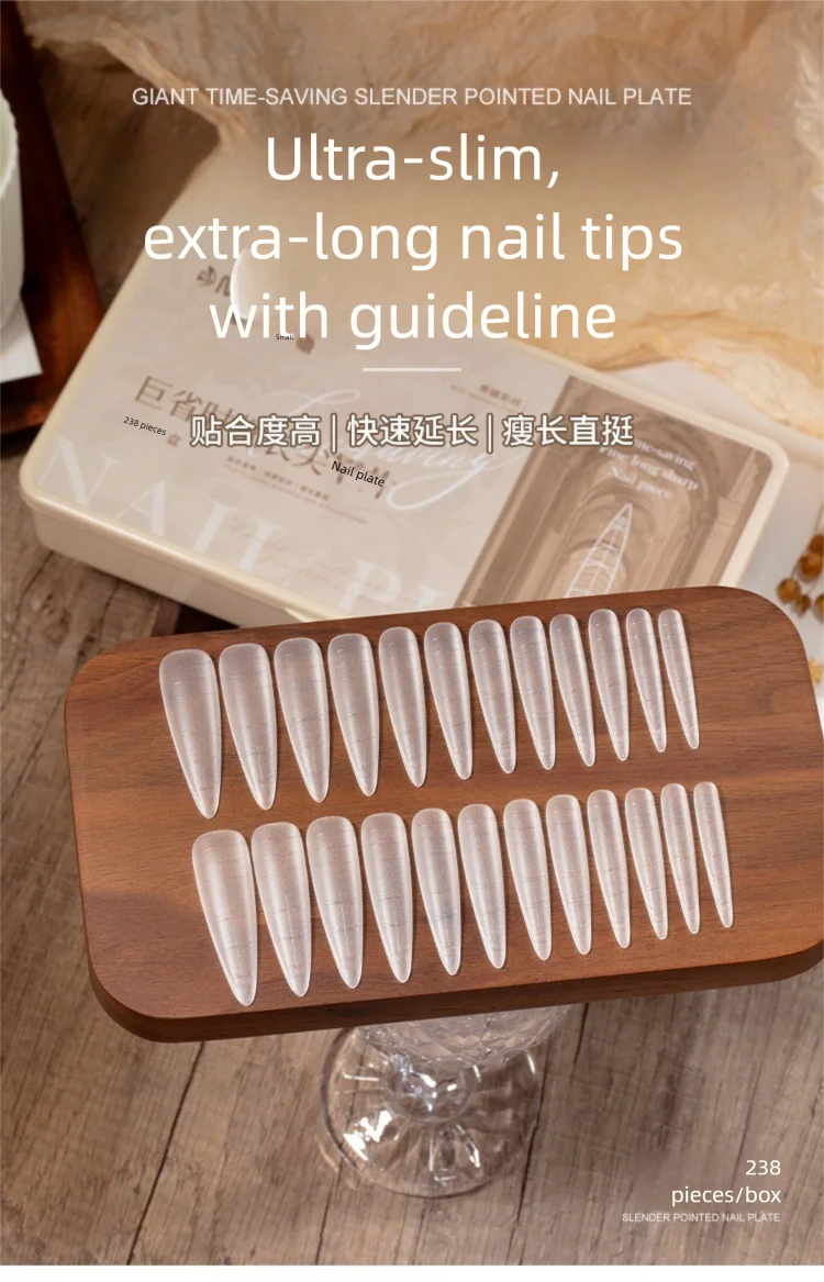 

Giant Time Saving Slender Pointed Nail Piece, High Fit, Fast Extension, Slender and Straight, with Its Own Auxiliary Line