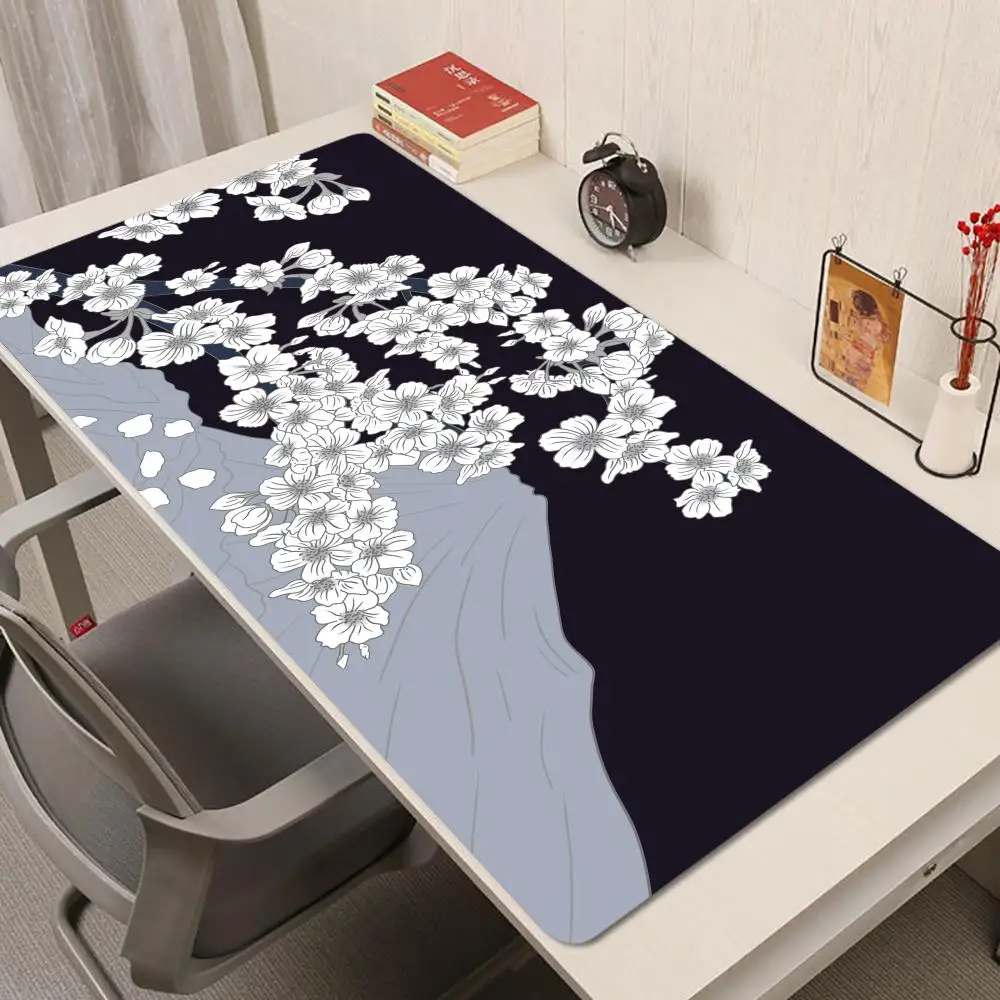 Fuji & Cherry Blossoms Mouse Pad Extended surface pad fits keyboard & mouse. Multiple sizes for full desk coverage