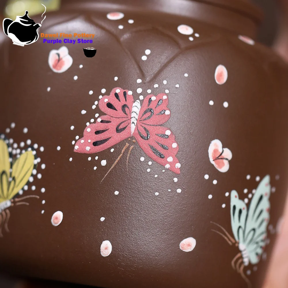 

Yixing handmade purple clay teapot, original ore, red gold, red mud, butterfly drawn straight Chinese teapot, Kung Fu tea set
