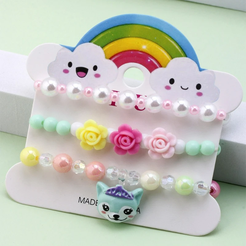 

Новый кулон в виде головы щенка, акриловый набор красочных браслетов ручной работы из бисера, универсальный детский ювелирный браслет с изображением зодиака животного