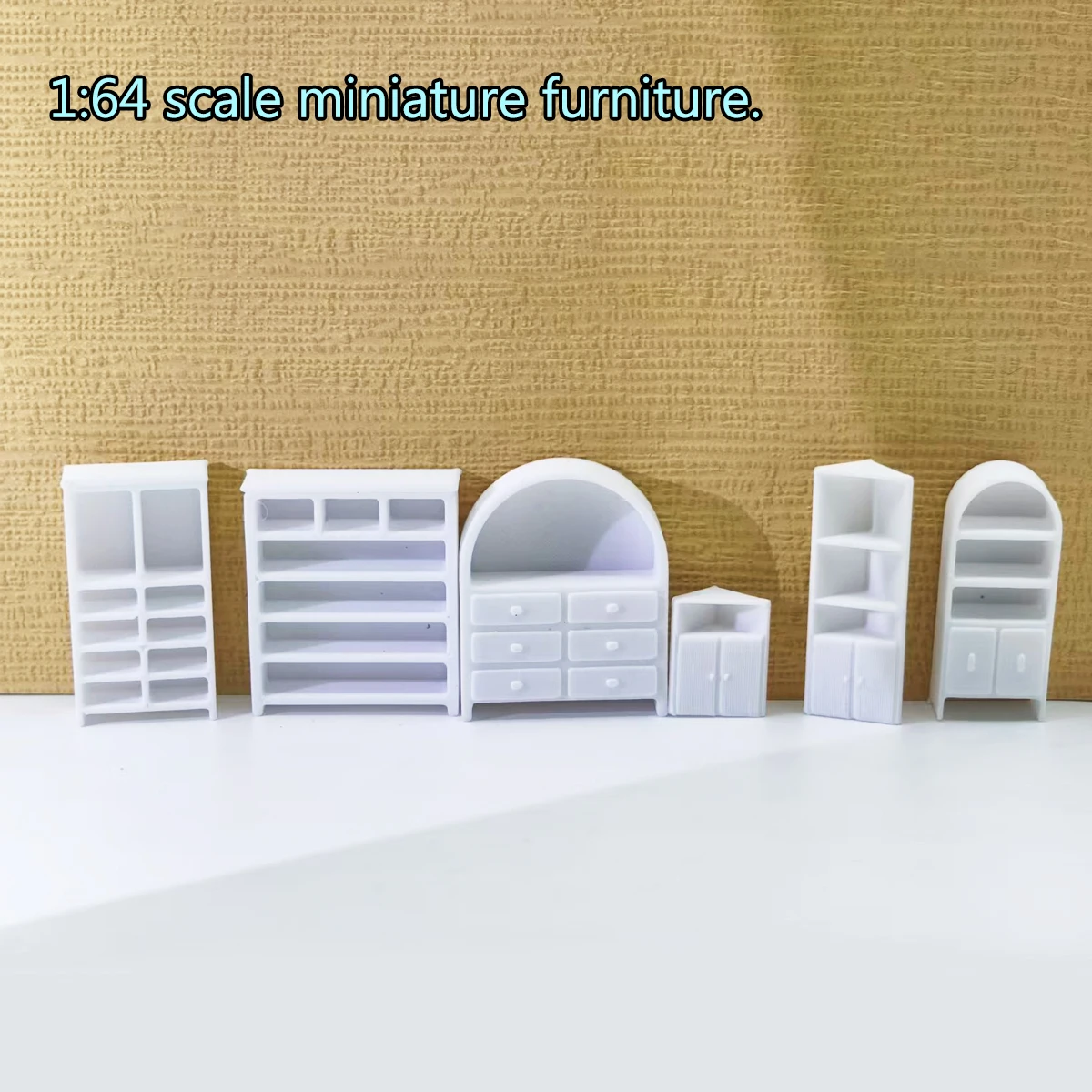 1:64 Miniature Dollhouse Furniture Bookcase Cabinet Set DIY Mini Shelf Storage Display Rack for Model Room Scene Decoration