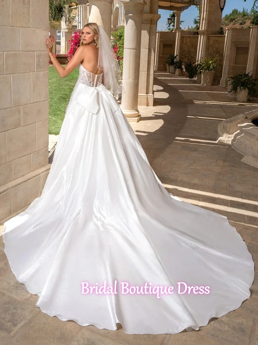 Personalizado requintado sereia vestidos de casamento para mulher noiva trem destacável sem alças renda applique vestido de baile de casamento trem